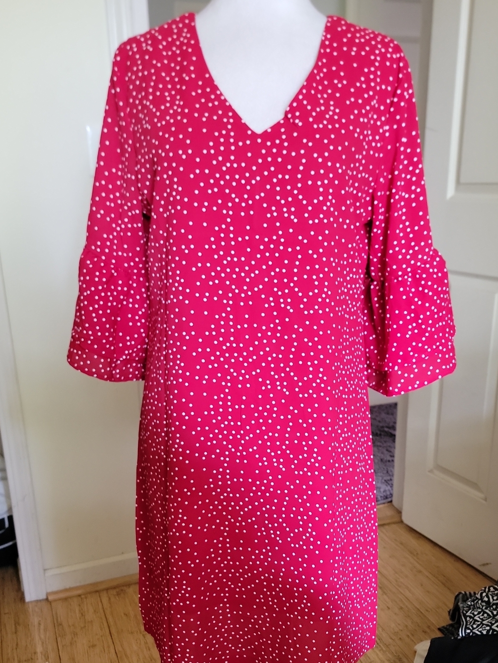 Belongsci Women’s It's More Red Polka Dot V-Neck Dress